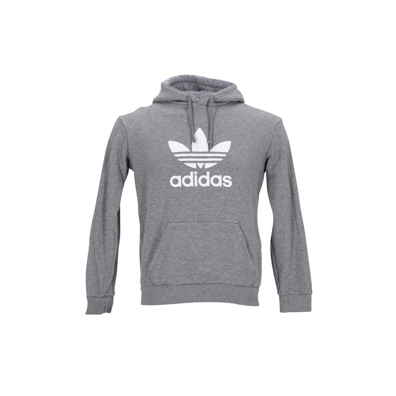 Adidas Logo Hoodie In Grey Cotton